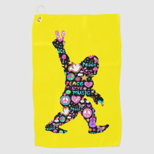 Peace Love Bigfoot Hippie Funny Bigfoot Lover      Golf Towel