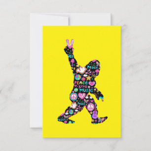 Peace Love Bigfoot Hippie Funny Bigfoot Lover    Invitation