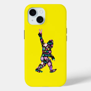 Peace Love Bigfoot Hippie Funny Bigfoot Lover      iPhone 15 Case