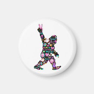 Peace Love Bigfoot Hippie Funny Bigfoot Lover   Magnet