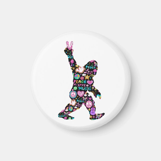 Peace Love Bigfoot Hippie Funny Bigfoot Lover   Magnet (Front)