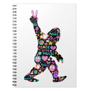 Peace Love Bigfoot Hippie Funny Bigfoot Lover Notebook