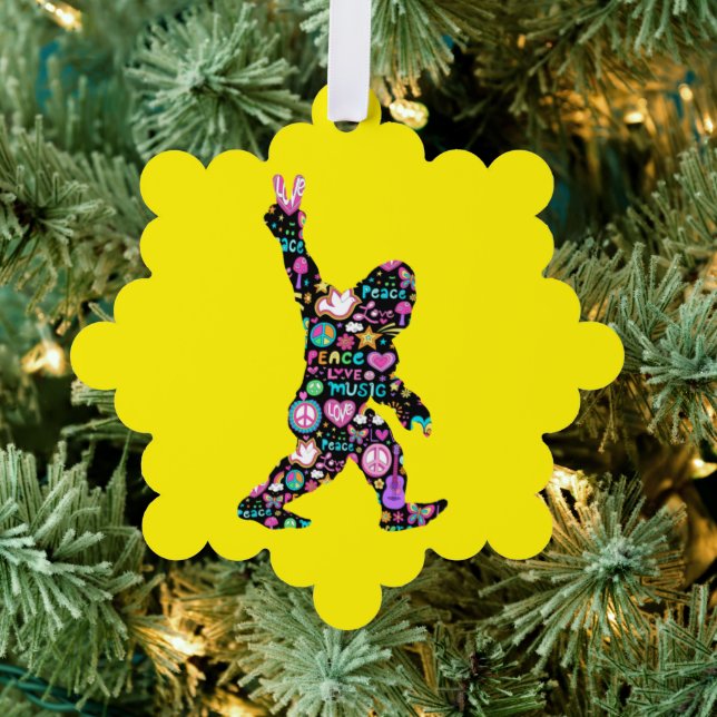 Peace Love Bigfoot Hippie Funny Bigfoot Lover      Ornament Card (Insitu (Tree))