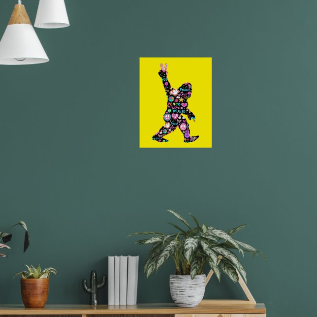 Peace Love Bigfoot Hippie Funny Bigfoot Lover      Poster (Living Room 1)