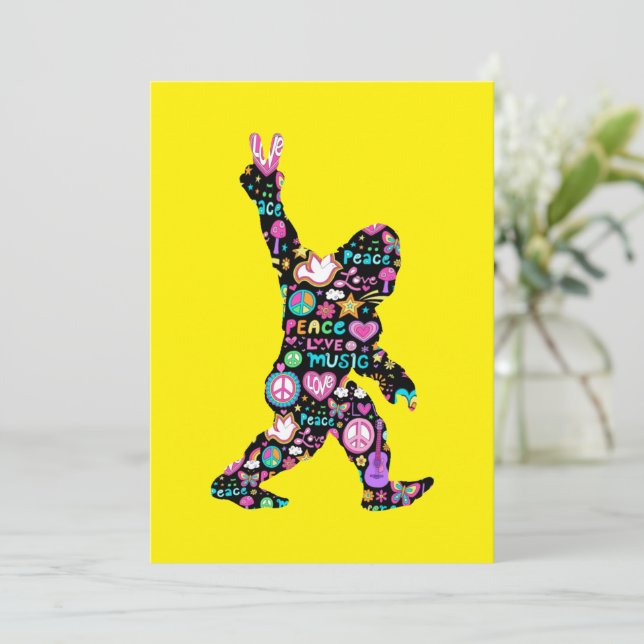 Peace Love Bigfoot Hippie Funny Bigfoot Lover    Save The Date (Standing Front)