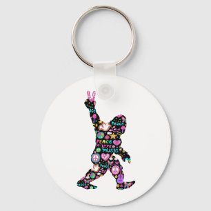 Peace Love Bigfoot Hippie Funny Bigfoot Lover T-Sh Keychain
