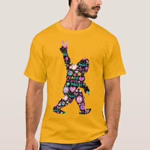 Peace Love Bigfoot Hippie Funny Bigfoot Lover T-Shirt