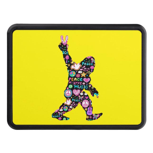 Peace Love Bigfoot Hippie Funny Bigfoot Lover      Trailer Hitch Cover (Front)