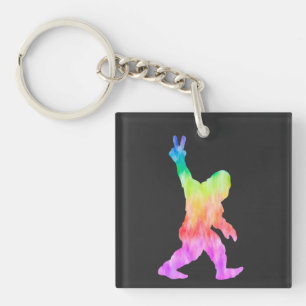 Peace Love Bigfoot   Keychain