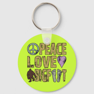 Peace Love Bigfoot Keychain