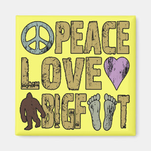 Peace Love Bigfoot Magnet