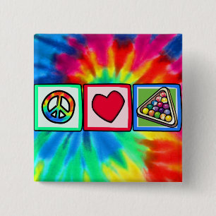 Peace, Love, Billiards 2 Inch Square Button