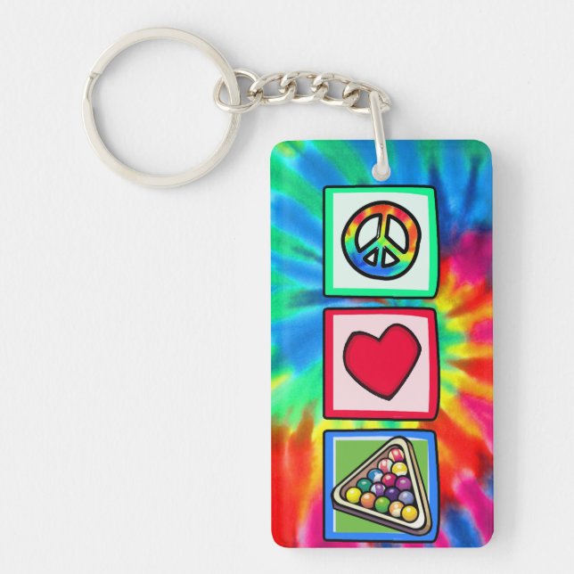 Peace, Love, Billiards Keychain (Front)