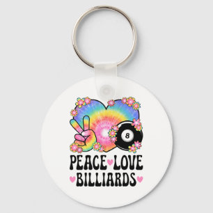Peace Love Billiards Lover 60s 70s Hippie Outfit B Keychain