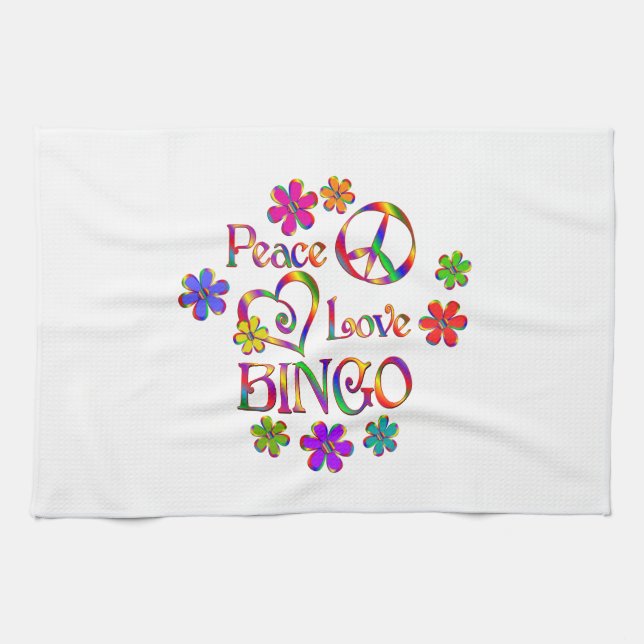 Peace Love Bingo Kitchen Towel (Horizontal)