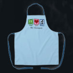 Peace Love Biology Teacher Blue Custom Science Lab Apron<br><div class="desc">Cute biology teacher apron gift for a bio professor. Peace Love Biology featuring a peace sign, heart, and microscope for science class.</div>