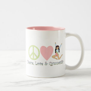 peace love black hair Two-Tone coffee mug