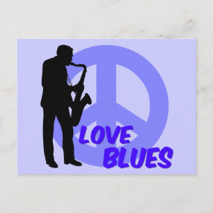 Peace love blues postcard