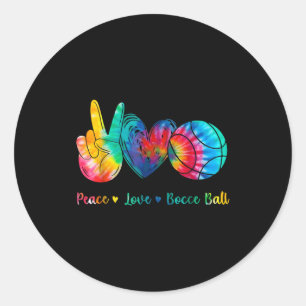Peace Love Bocce Ball Tie Classic Round Sticker