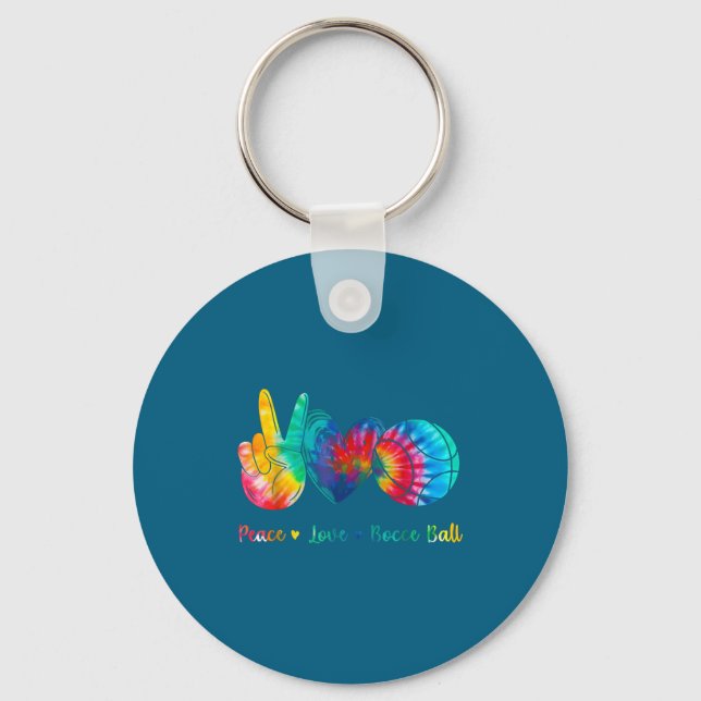 Peace Love Bocce Ball Tie Keychain (Front)