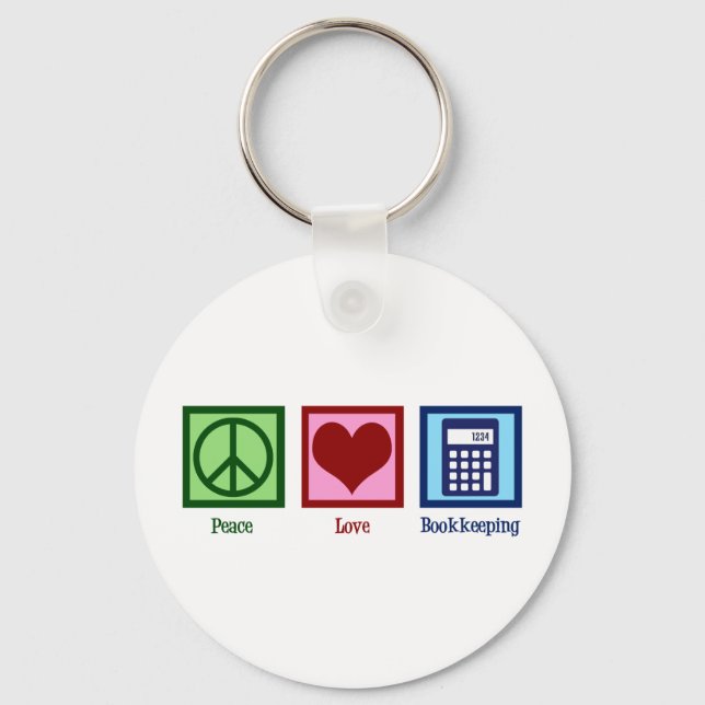 Peace Love Bookkeeping Keychain (Front)