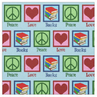 Peace Love Books Cute Blue Bookworm