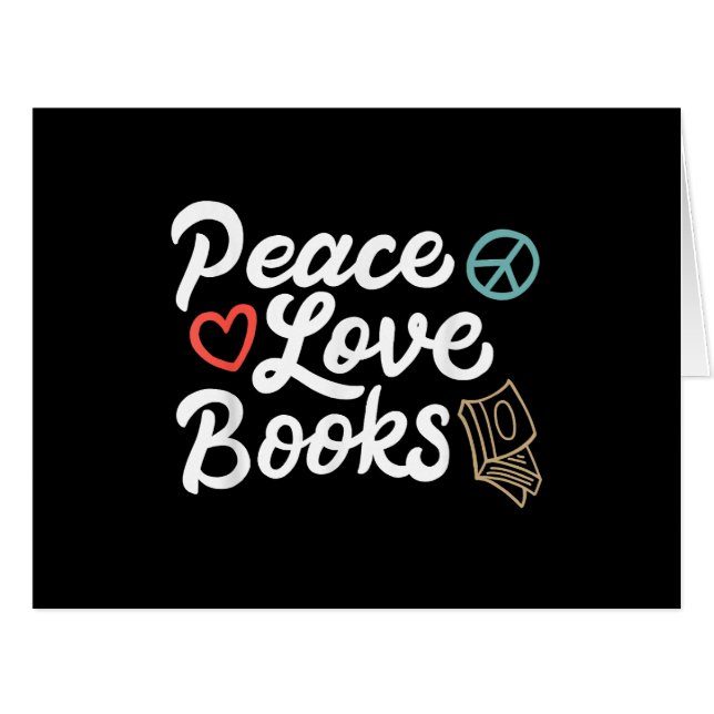 Peace Love Books Geeky & Cute Reading (Front Horizontal)