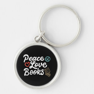 Peace Love Books Geeky & Cute Reading Keychain