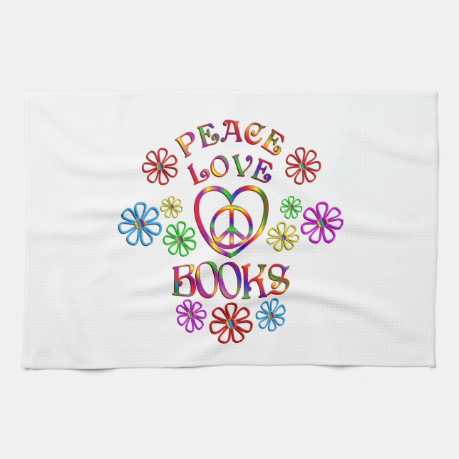 Peace Love Books Kitchen Towel (Horizontal)