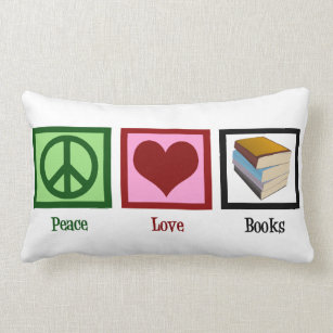 Peace Love Books Lumbar Pillow