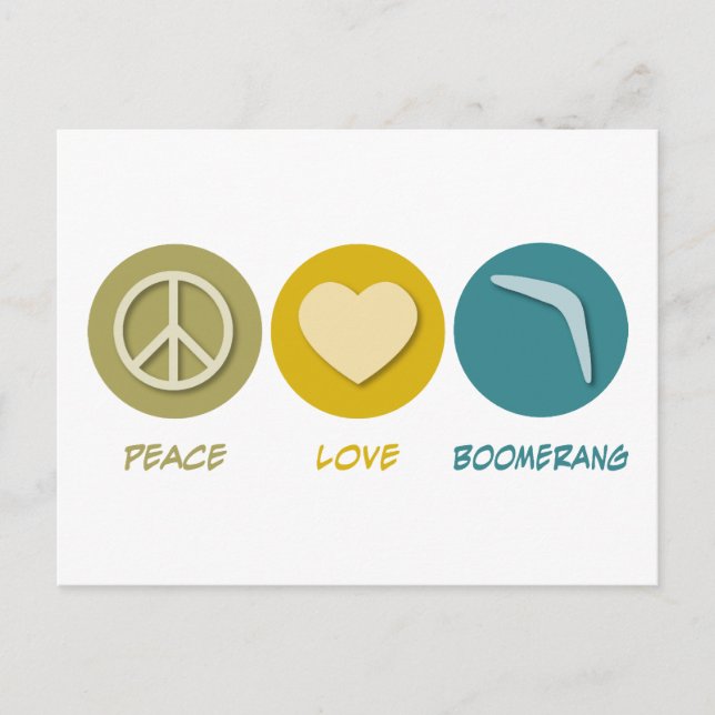 Peace Love Boomerang Postcard (Front)