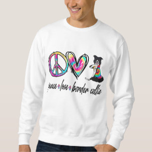 Peace Love Border Collie Tie Dye Dog Lover Mother' Sweatshirt