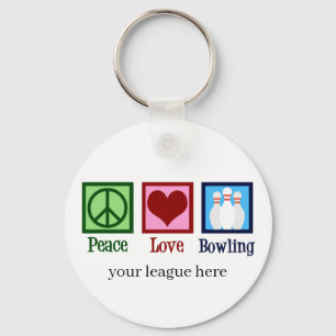 Peace Love Bowling Custom Keychain