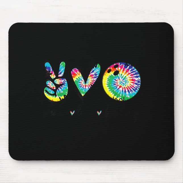 Peace Love Bowling Player Tie Dye Bowling Lovers Mouse Pad (Front)