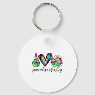 Peace Love Bowling Tie Dye Funny Bowling Lovers Keychain