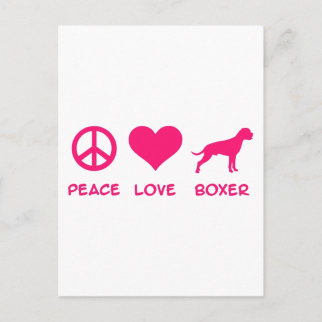 Peace, Love, Boxer Postcard (Front)