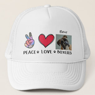 Peace Love Boxers Dog Lovers Trucker Hat