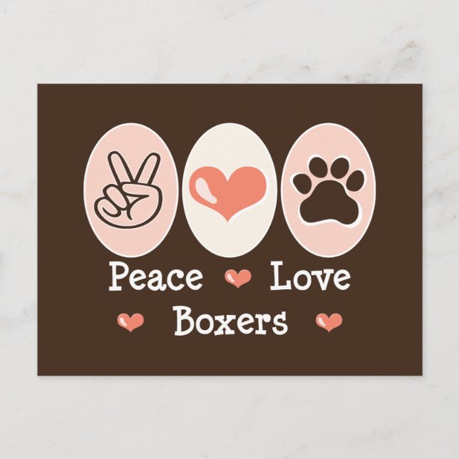 Peace Love Boxers Postcard (Front)