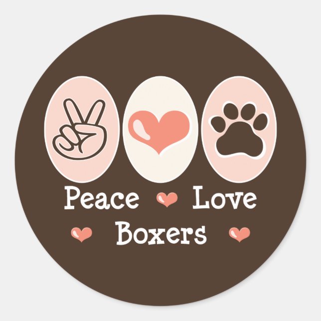 Peace Love Boxers Stickers (Front)