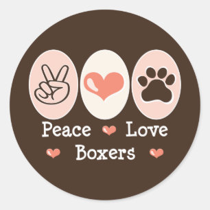 Peace Love Boxers Stickers
