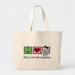 Peace Love Breastfeeding Large Tote Bag