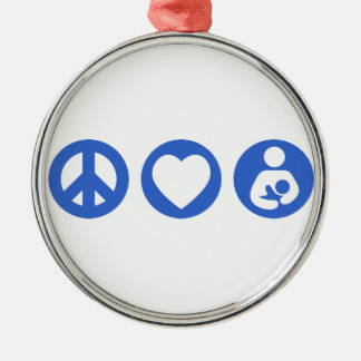 Peace Love Breastfeeding Metal Ornament