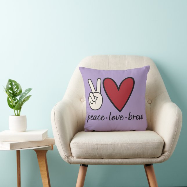 Peace Love Brew | Minimalist Coffee Throw Pillow (Chair)