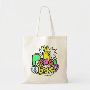 Peace & Love Bubble Letter  Tote Bag