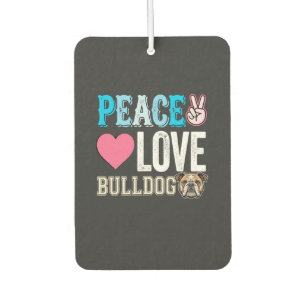 Peace Love Bulldog Vector Air Freshener