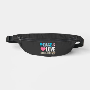 Peace Love Bulldog Vector Fanny Pack