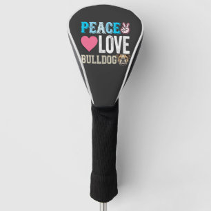Peace Love Bulldog Vector Golf Head Cover