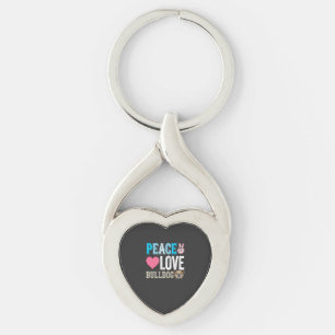 Peace Love Bulldog Vector Keychain