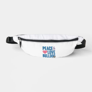 Peace Love Bulldog Vintage Dog Shirt Design Fanny Pack