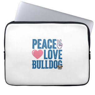 Peace Love Bulldog Vintage Dog Shirt Design Laptop Sleeve